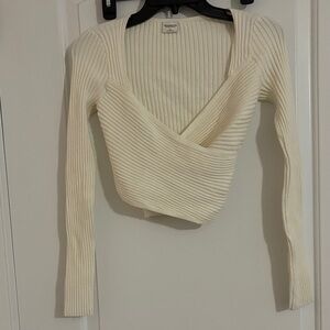 Abercrombie Cream Ribbed Knit Sweater Top